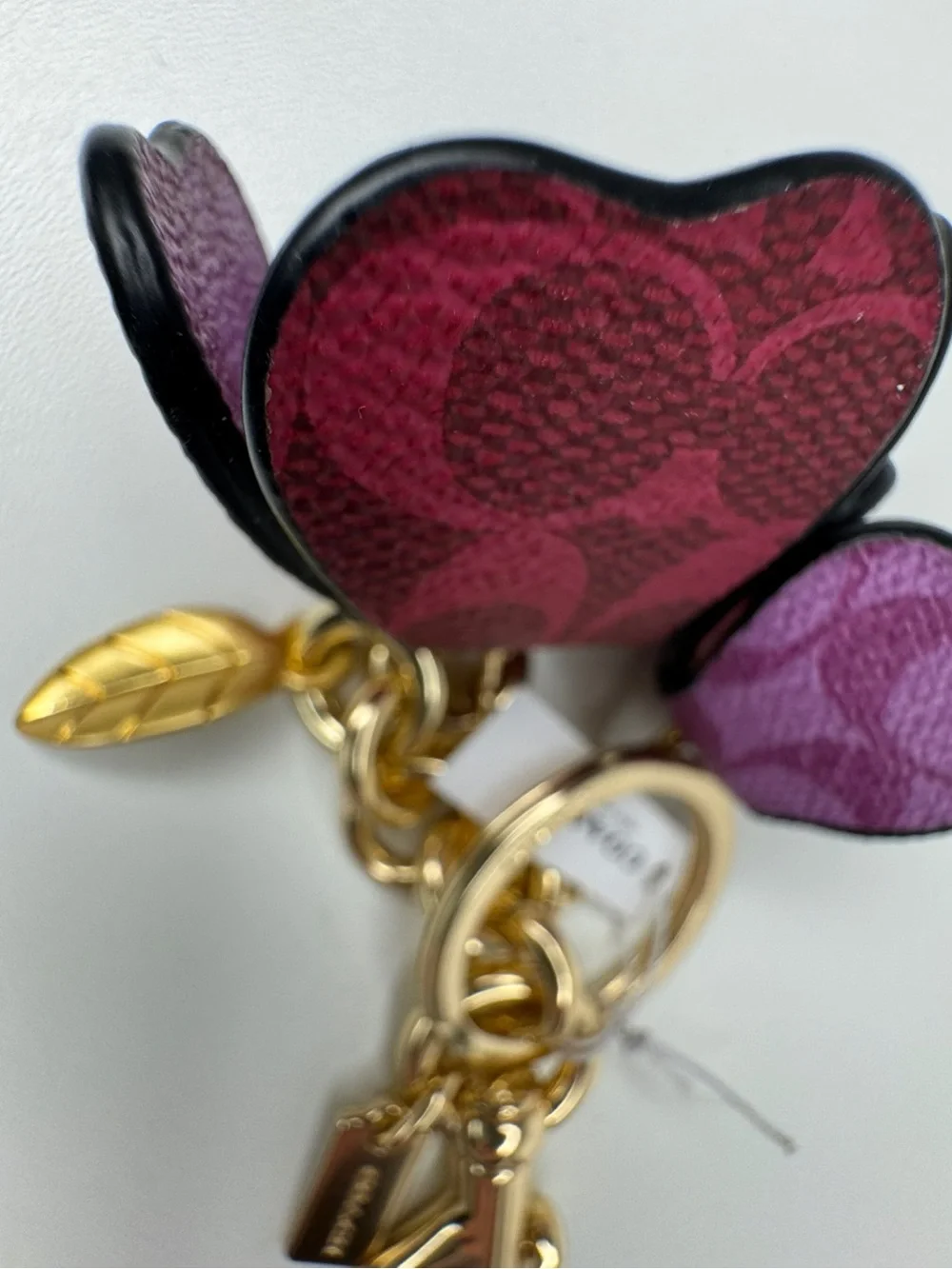 Coach Signature C Pink And Purple Gold Fob Charm Keychain NWT - Picture 10 of 14